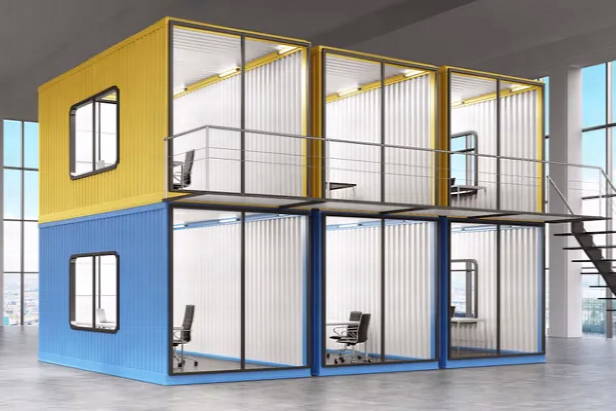 Bureaux modulaires en containers sur deux niveaux