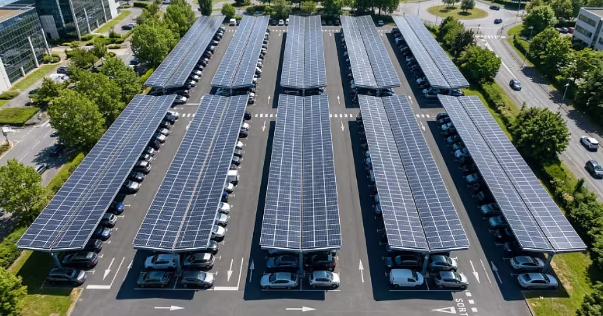 Ombrière photovoltaïque de parking pour entreprise
