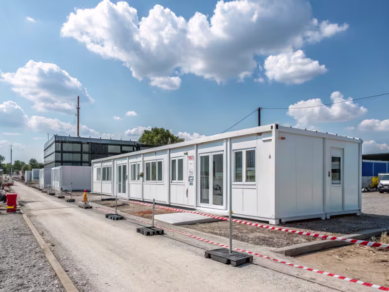 Installation d'un bâtiment modulaire sur chantier