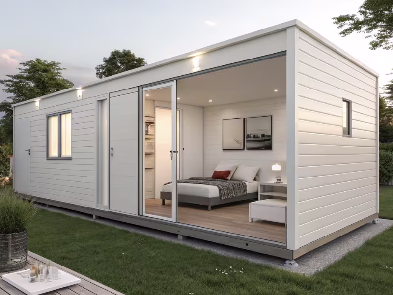 Studio de jardin modulaire aménagé en chambre d'amis