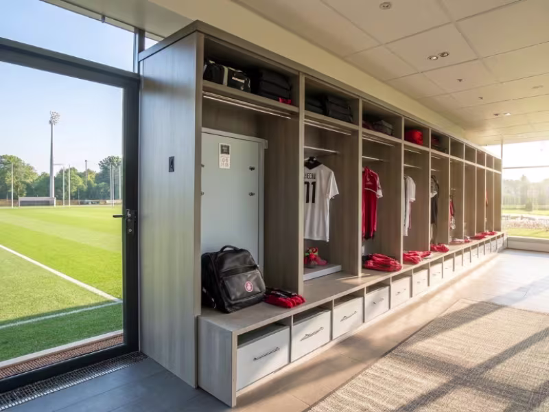 Vestiaire modulaire pour football et rugby en compétition