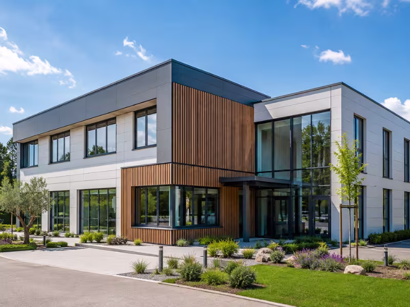Façade architecturée d'un bâtiment modulaire pérenne